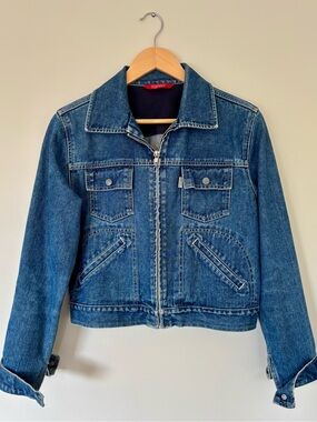 Esprit Dark Blue Denim Zip-Front Jean Jacket